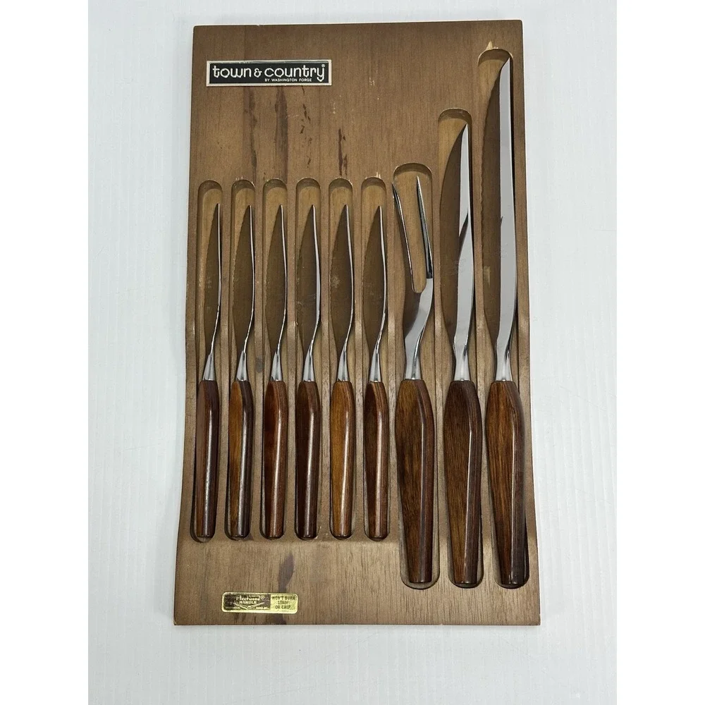 VTG Town & Country Washington Forge‎ Fleetwood Handle Serrated Knife Carving Set